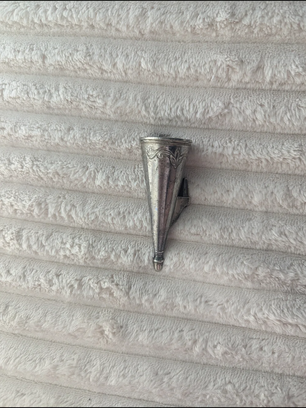 Silver Metal Shower Hook - White